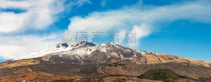 意大利,埃特纳火山,烟,西西里,山,岛,雪,著名景点,自然美,户外