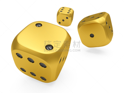骰子,三维图形,数字3,分离着色,黄金,白色背景,赌桌,数字6,赌场,休闲活动