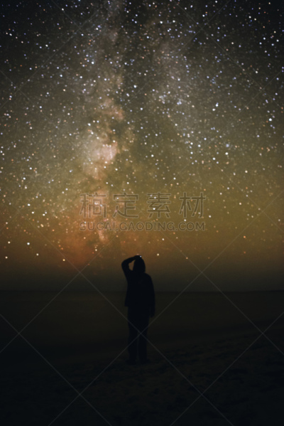 星系,海滩,海洋,寂寞,银河系,男人,垂直画幅,水,天空,星星