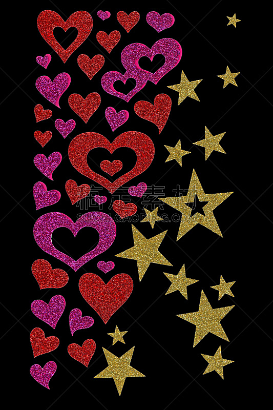 Heart, love and star stickers on an isolated background