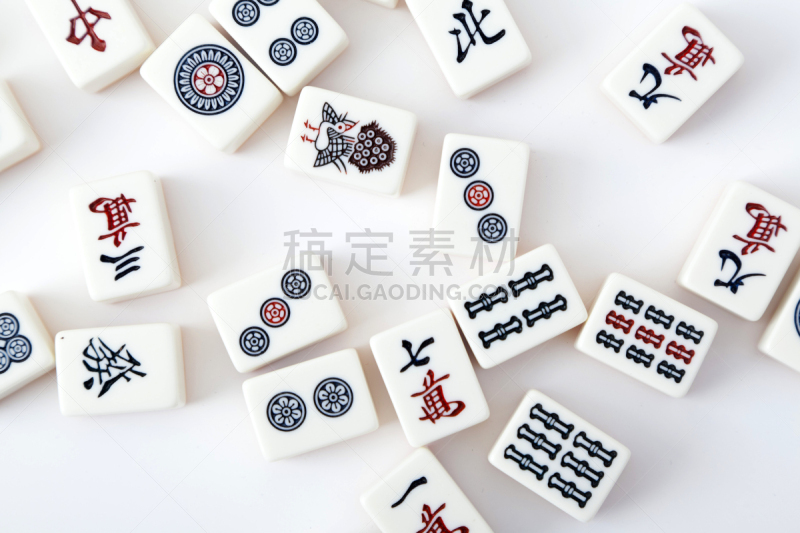 麻将,白色背景,三江,水平画幅,组物体,泰国,影棚拍摄,亚洲,标志,图标
