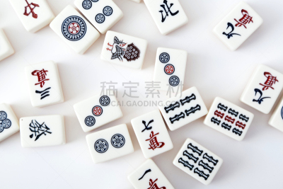 麻将,白色背景,三江,水平画幅,组物体,泰国,影棚拍摄,亚洲,标志,图标