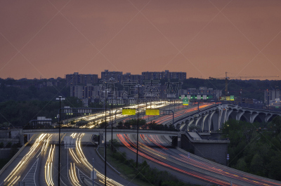 交通,马里兰,波托马克河,公路,高架道路,尾灯,多车道公路,水平画幅,无人,曙暮光