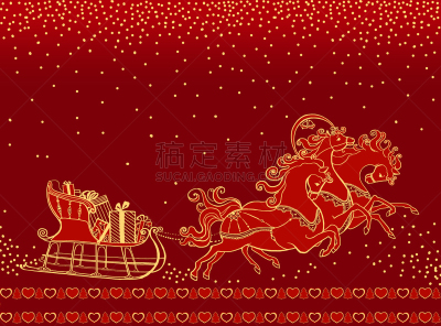 圣诞卡,轻驾车赛,动物拉雪橇比赛,大锤,马术表演跳,手铃,动物挽具,边框,水平画幅