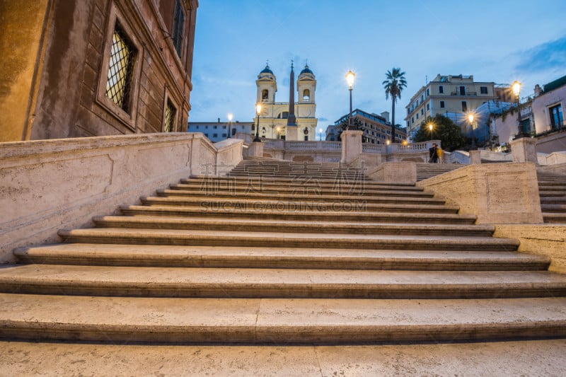 夜晚,意大利,罗马,piazza di spagna,康多堤大道,房坦娜.黛拉.巴卡丝亚,乔瓦尼洛伦佐贝尼尼,方尖石塔,水平画幅