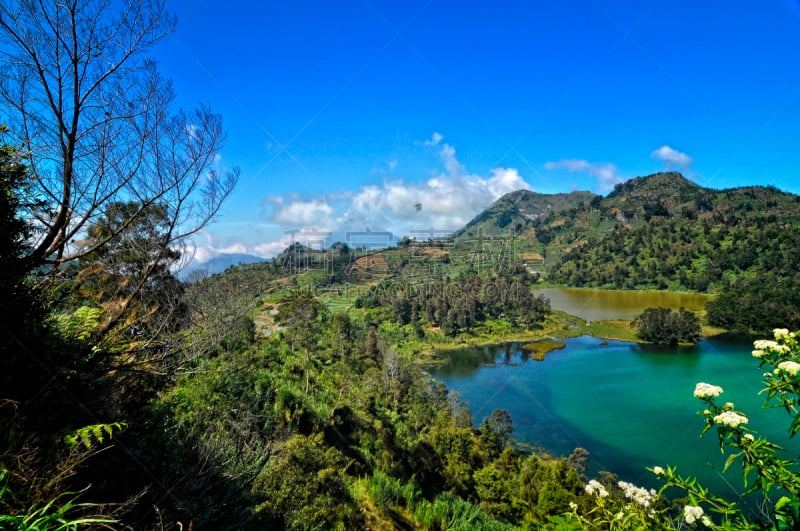 迪言高原,自然美,中爪哇省,爪哇,水平画幅,山,无人,户外,湖,印度尼西亚