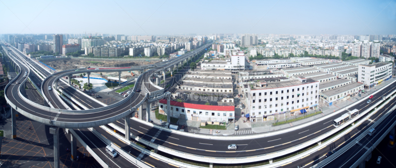 全景,城市,立交桥,水平画幅,无人,路,陆用车,交通,公路,户外