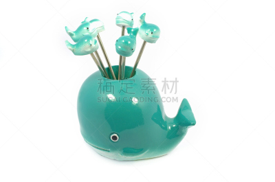 鲸,白色背景,牙签,接力赛,水果,水平画幅,小的,可爱的,无人,蓝色