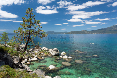 太浩湖,山德港,水,天空,美国西部,水平画幅,无人,夏天,户外,湖