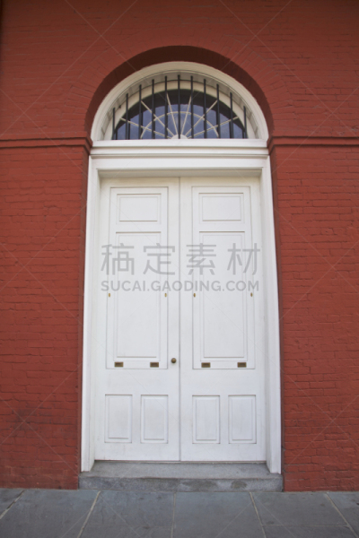建筑外部,门,红色,白色,波本街,法区,纽奥尔良,垂直画幅,美国,建筑
