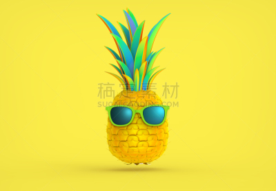 黄色,高雅,菠萝,绘画插图,空的,清新,一个物体,背景分离,热带气候,食品