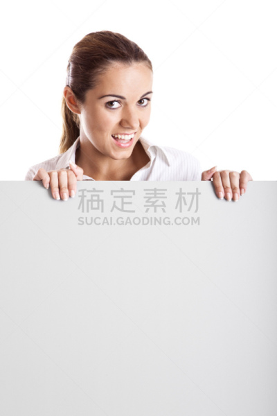 布告栏,女人,拿着,垂直画幅,正面视角,美,留白,消息,美人,白人