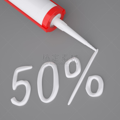 百分比号,工具,胶水,数字50,分离着色,灰色背景,建筑承包商,无人,家庭生活