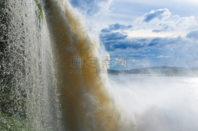 瀑布,canaima,委内瑞拉,南美,水,天空,美,公园,水平画幅,巨大的