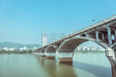 长沙,中国,桥,橙色,桨叉架船,水,天空,水平画幅,无人,户外
