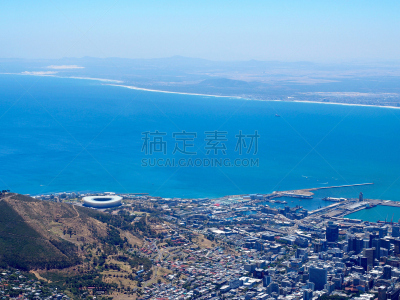 开普敦,南非桌山,天空,水平画幅,高视角,无人,海港,户外,西开普省,滨水