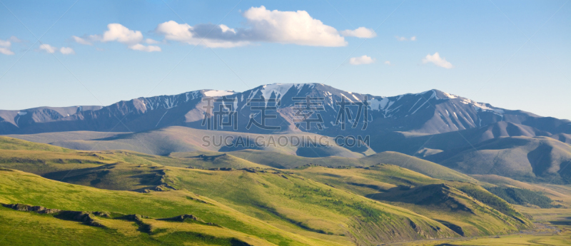 山顶,雪,天空,水平画幅,山,图瓦共和国,无人,户外,针叶树,草