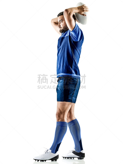橄榄球,男人,分离着色,垂直画幅,进行中,全身像,白色背景,人,背景分离,仅男人