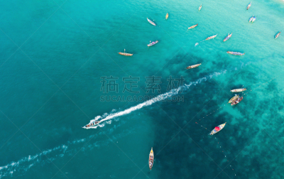 泰国,长尾船,普吉岛,自由,透明,在上面,海滩,航拍视角,大群动物,漂浮