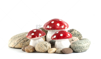 蘑菇,石头,白色,自然,红色,陶瓷制品,背景分离,瓷器,图像,装饰