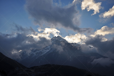 丹母瑟库峰,天空,水平画幅,坤布,雪,无人,喜马拉雅山脉,早晨,偏远的,户外