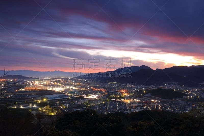 夜晚,北九州市,松山,福冈,水平画幅,地形,无人,户外,摄影