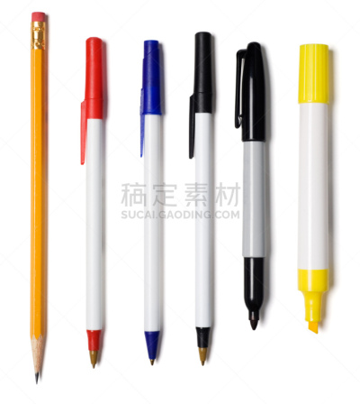 铅笔,水笔,荧光笔,距离标记,圆珠笔,成品,写字器具,办公用品,垂直画幅,教育
