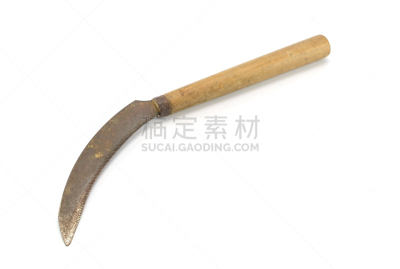 白色背景,镰刀,水平画幅,长柄镰刀,沮丧,农业,钢铁,把手,摄影
