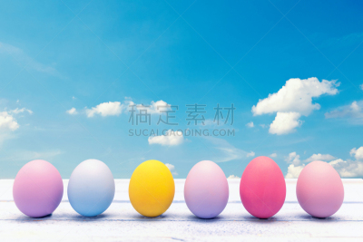 白色,多色的,复活节彩蛋,厚木板,天空,夏天,草,明亮,卵,清新