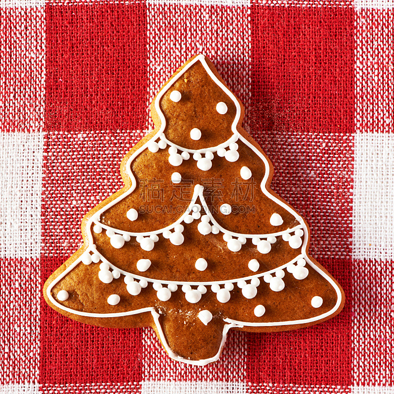姜饼人,自制的,褐色,纺织品,无人,蛋糕,圣诞树,甜点心,冬天