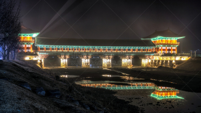 夜晚,桥,庆州市,庆尚北道,水坝,水,水平画幅,国际著名景点,韩国,著名景点