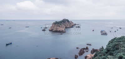 养鱼场,海洋,舟山,拖捞船,渔船,天空,宁静,水平画幅,无人,全景