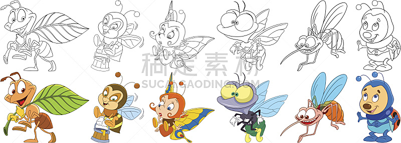 卡通,昆虫,蚊蝇,嗡嗡响的,吸血动物,家蝇,蚂蚁,蚊子,动物长鼻,螫刺的
