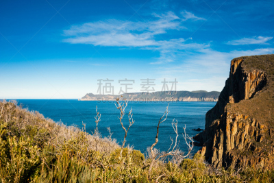 cape hauy,塔斯曼国家公园,半岛,辉绿岩,天空,悬崖,水平画幅,无人,蓝色,户外
