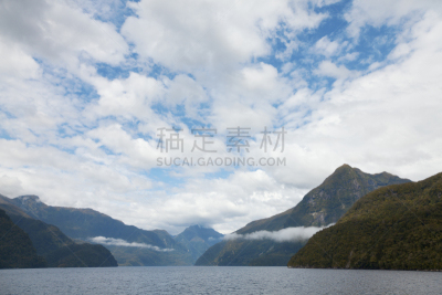 新西兰,峡湾,自然,水,天空,美,水平画幅,绿色,地形,蓝色