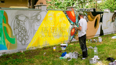 网栅栏,白山野花,巷,林荫路,涂料,伞,户外,天空,建筑,城市