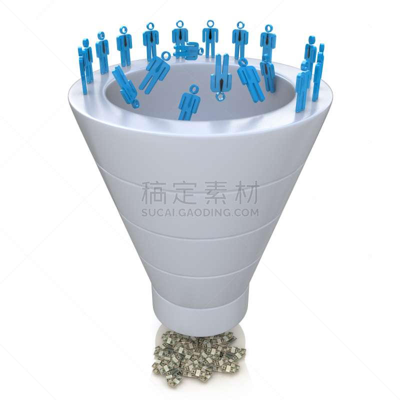 漏斗,白色背景,领导能力,美元符号,顾客,绘画插图,经理,想法,白色,分层着装