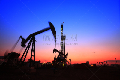 起重机,天空,水平画幅,能源,夜晚,无人,曙暮光,钻井,户外,金属