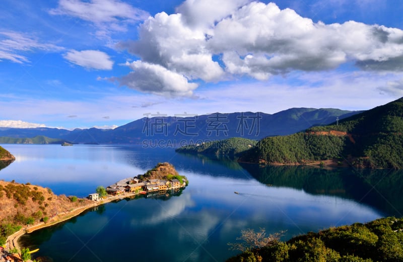 泸沽湖,风景,秘密,丽江,玉器,水平画幅,山,旅行者,夏天,户外