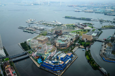 都市风景,横滨,航拍视角,自然美,办公室,水,公园,车轮,水平画幅,海港