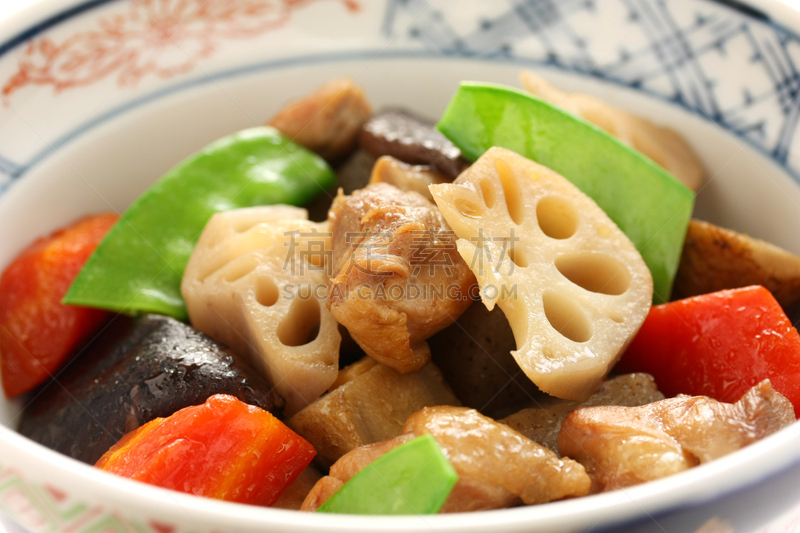 炖品,日本食品,鸡肉,蔬菜,煮物,蒟蒻,御姐料理,盖饭,mange-tout,牛蒡