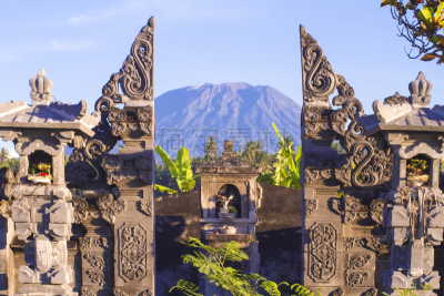 阿贡火山,巴厘岛,气候,水平画幅,枝繁叶茂,山,无人,火山地形,旅行者,户外