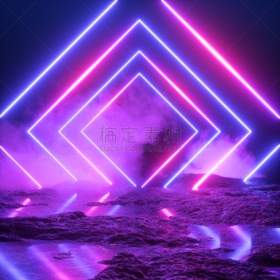 三维图形,雾,方形画幅,网络空间,背景,霓虹灯,激光,蓝色,抽象,表演
