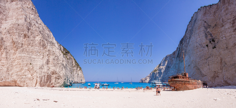 海滩,全景,扎金索斯,海洋,水平画幅,沙子,旅行者,夏天,户外