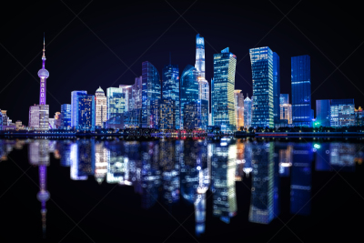 夜晚,上海,办公室,水,天空,水平画幅,无人,户外,浦东,滨水