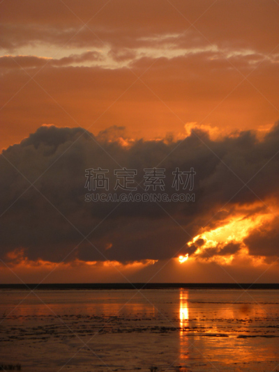 海洋,黄昏,哈瑟姆,德国北海地区,自然,垂直画幅,无人,户外,太阳,自然界
