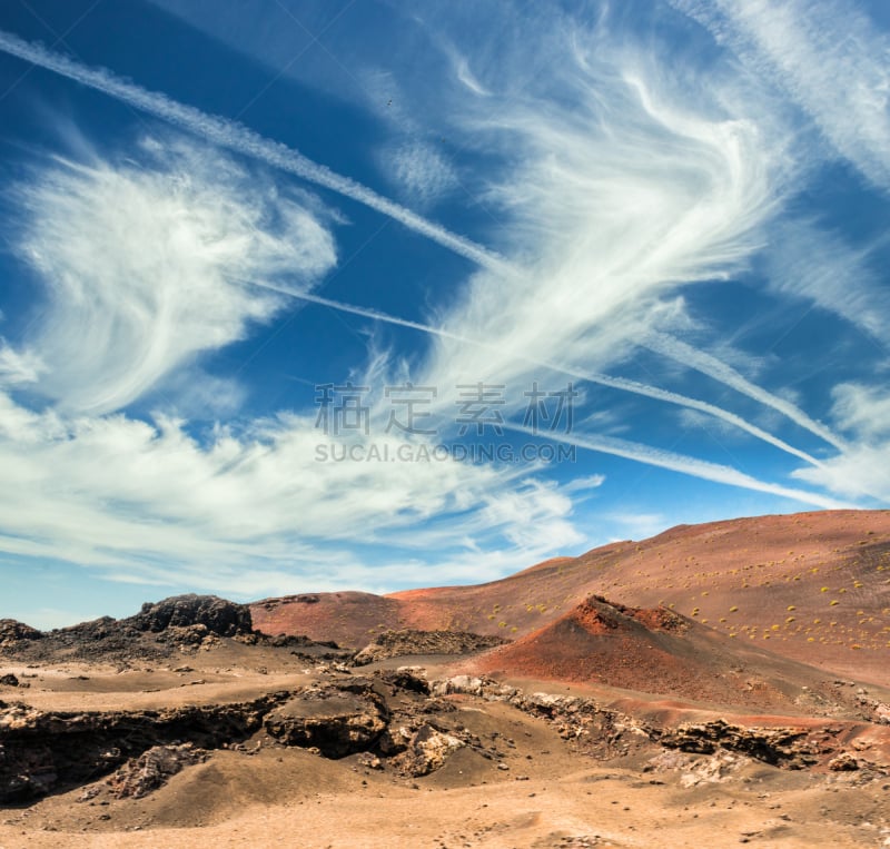 熔岩,火山,沙漠,timanfaya national park,金丝雀,褐色,气候,兰萨罗特岛,水平画幅,无人