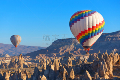 卡帕多奇亚,内夫谢希尔,天空,风,水平画幅,山,安纳托利亚,早晨,户外,篮子