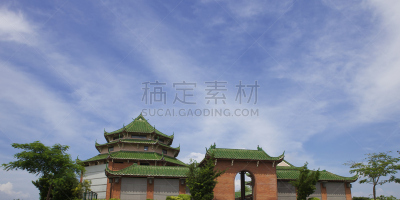 天空,蓝色,寺庙,云,在下面,灵性,水平画幅,建筑