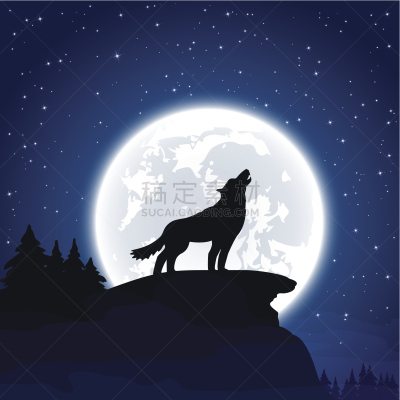 狼,月亮,背景,狼人,丛林狼,死亡节,行星月亮,天空,夜晚,绘画插图
